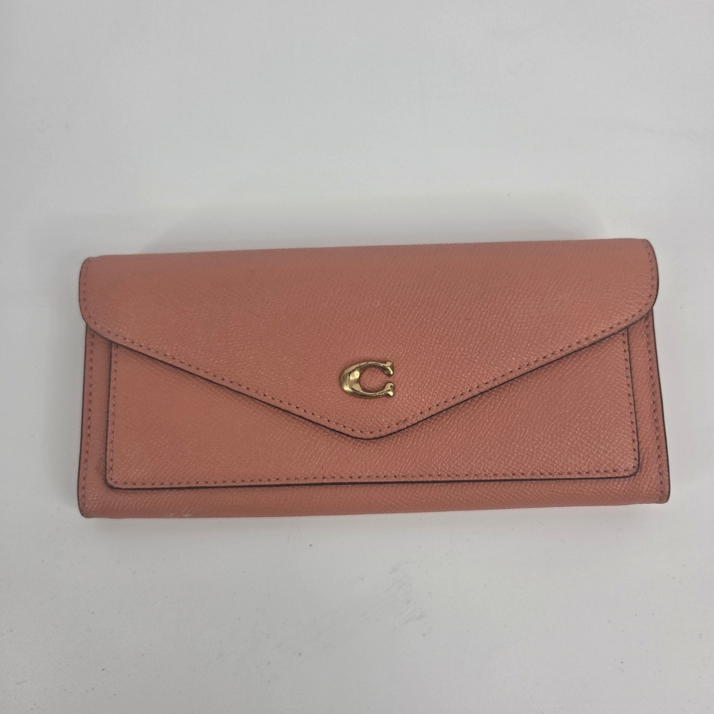 Coach Wyn Soft Wallet OS Pink Classic Professional Crossgrain Leather Envelope